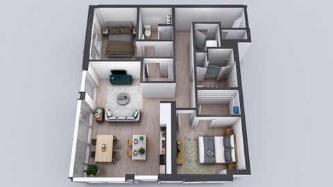 Floor plan for 2 beds, 2 baths, 1130 sqft